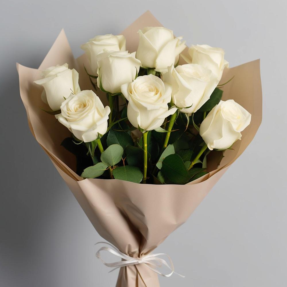 Букет 9 Белых роз Эдлесс Лав в Муром