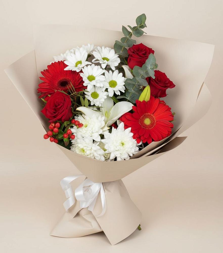 Букет цветов из: Розы, Хризантемы, Герберы и Лилии в Муром