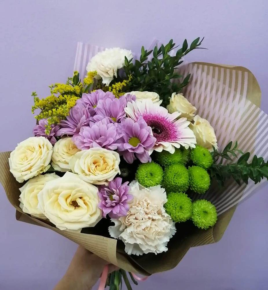 Букет цветов из: Хризантемы, Розы, Гвоздики и Герберы в Муром