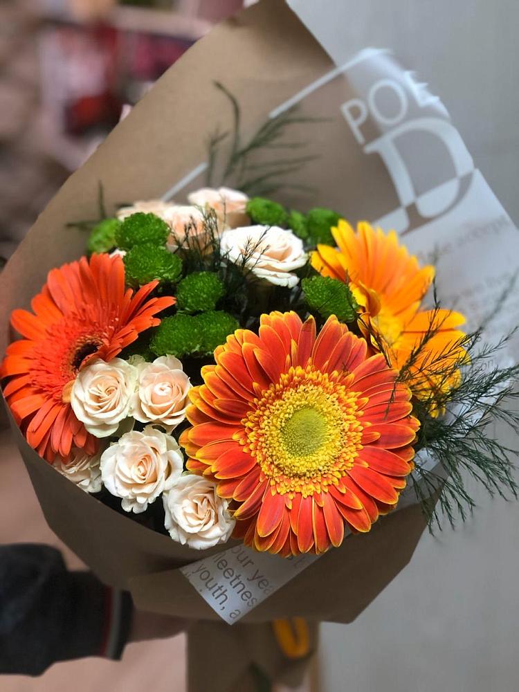 Букет цветов из: Герберы, Хризантемы и Розы в Муром
