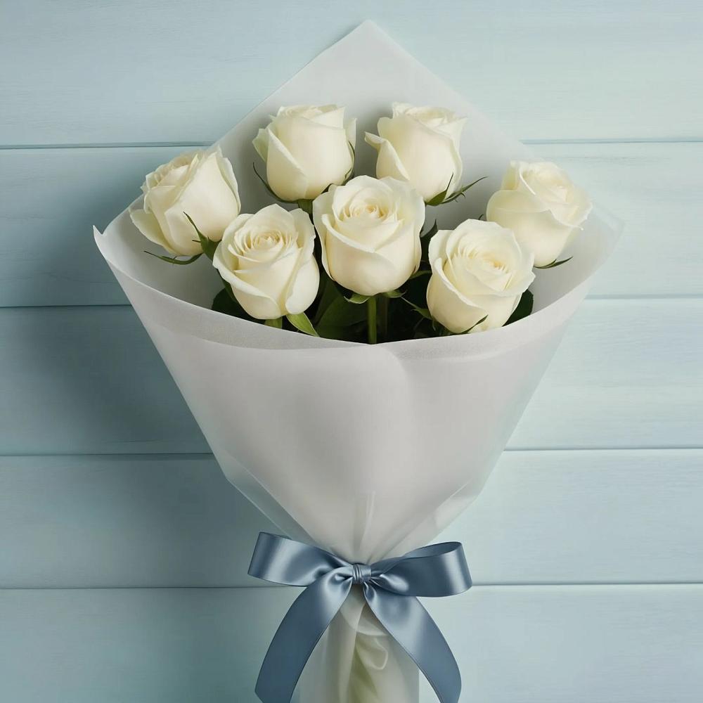 Букет 7 Белых роз Эдлесс Лав в Муром